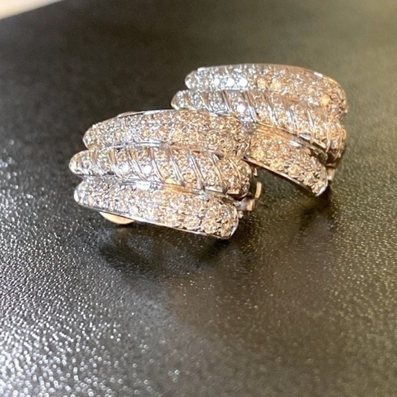 - 18K solid white gold Earrings women jewelry sparkling natural diamonds 💎 - Picture 2 of 12